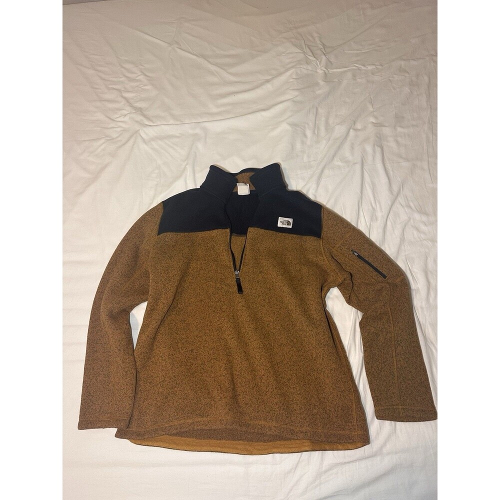The North Face Campshire 1/4 Zip Fleece Pullover Men’s XL Brown Navy FA20